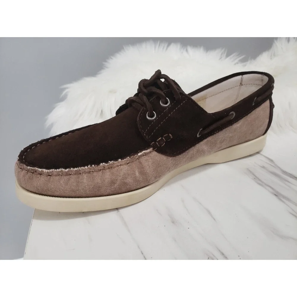 NEW NO BOX Stefano Bonfiglioli Italian Suede Loafers Brown SIZE 45 boat‎ shoes